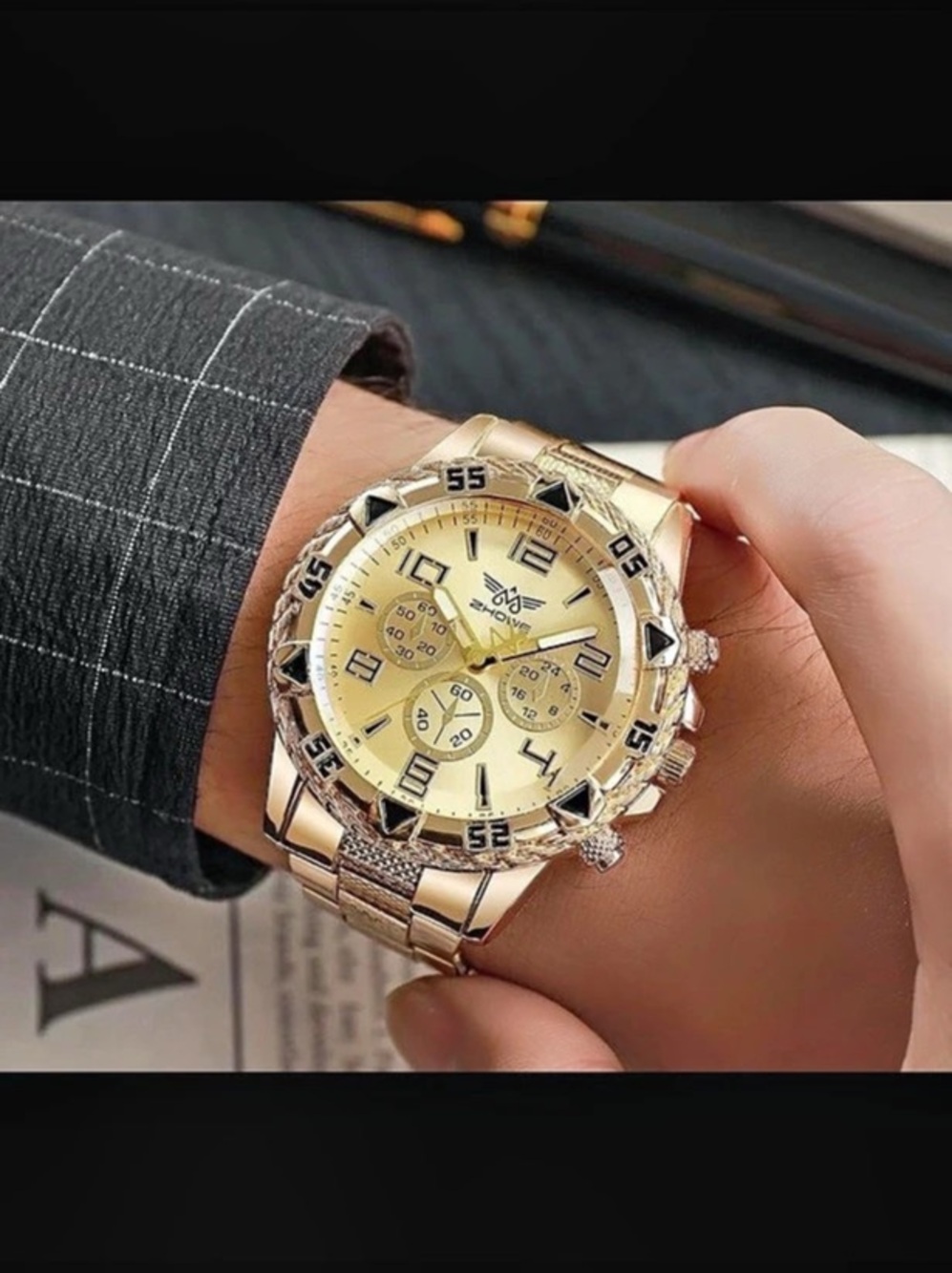 Gold-Tone Chronograph Watch Like New